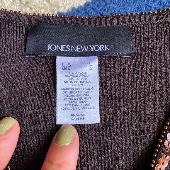 ✨ JONES NEW YORK PLUM COPPER SEQUIN FESTIVE TOP! - Picture 9 of 14